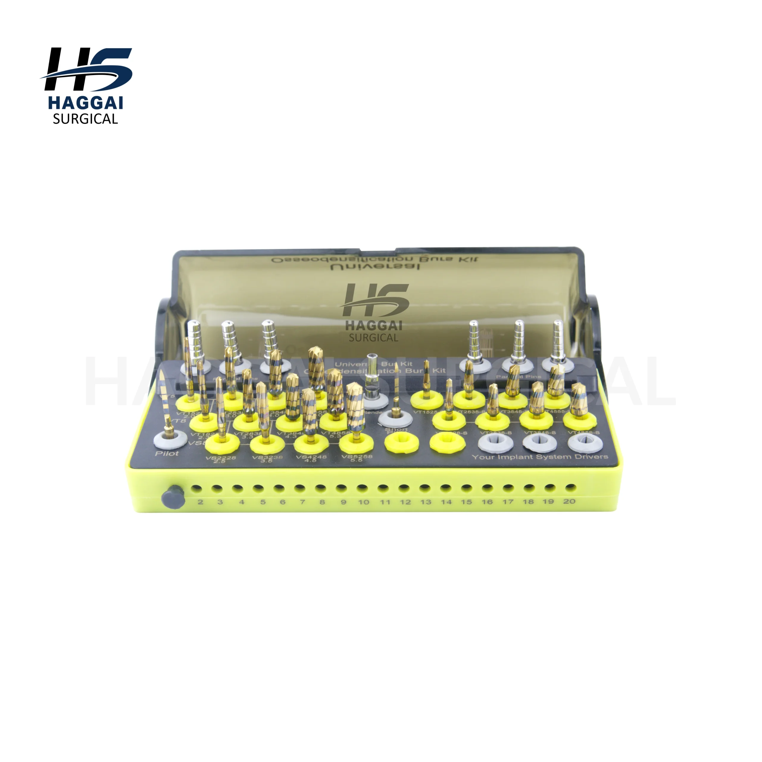 Universal Osseodensification Kit – Implant Bone Preparation Set 1 (1) Universal Osseodensification Kit – Implant Bone Preparation Drill System with Parallel Pins | Haggai Surgical - Image 1