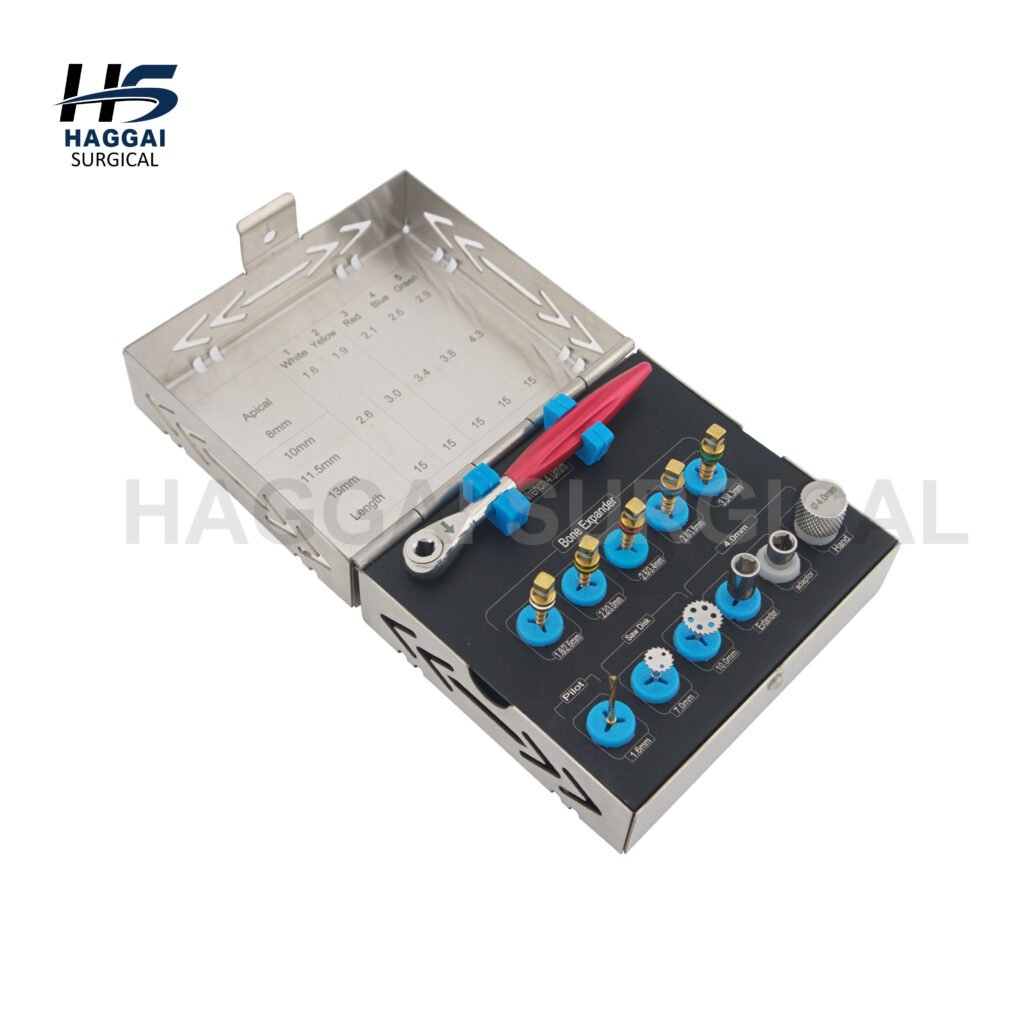 Bone Expander Kit HS-DI030 12 Pcs German stainless steel implant expansion kit with bone expansion screws by Haggai Surgical